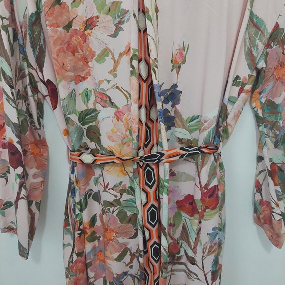 H&M H & M HM Trend Pink Floral Designer Style Kimono Robe Tag M , L XL NWT - Picture 7 of 8
